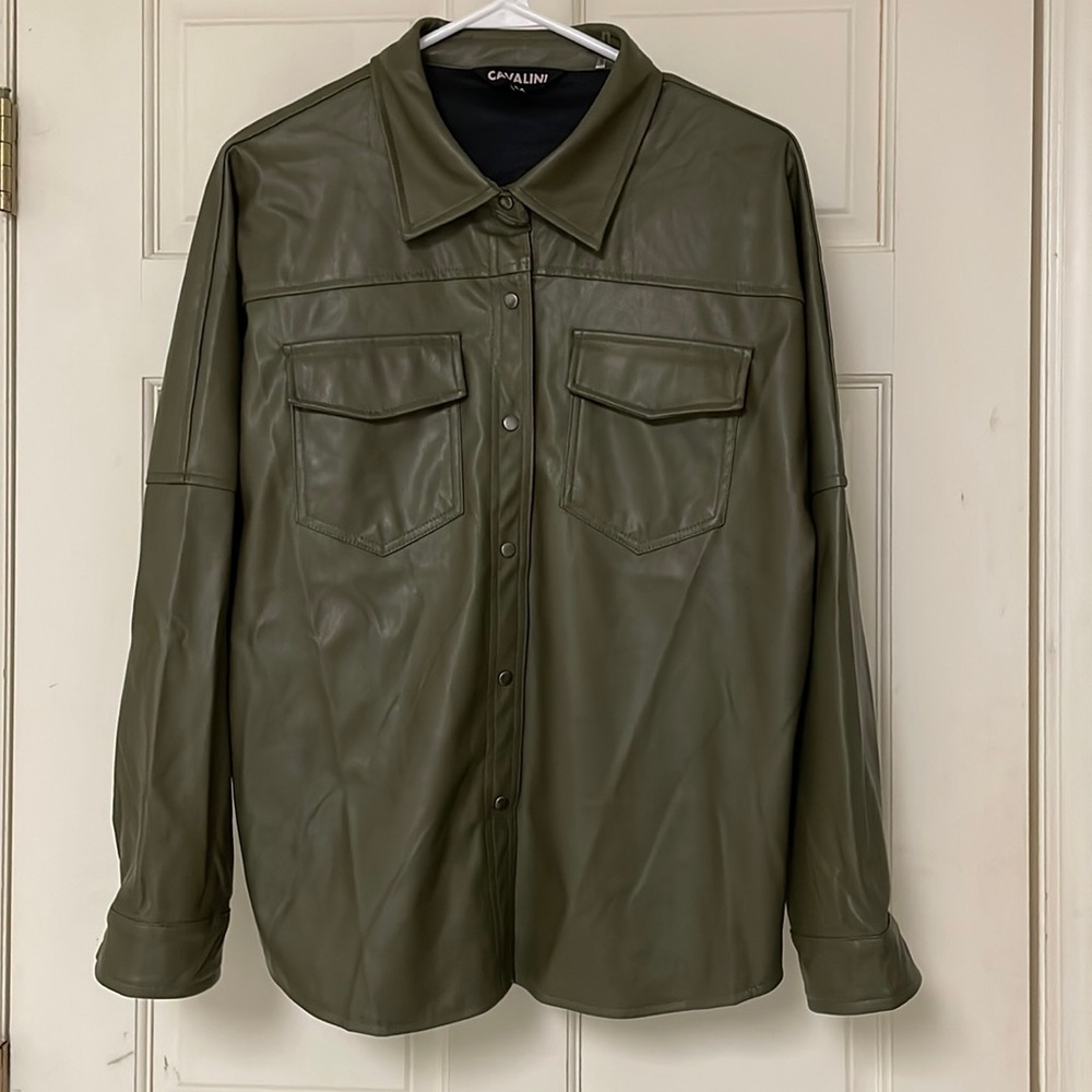 Olive green unisex shacket